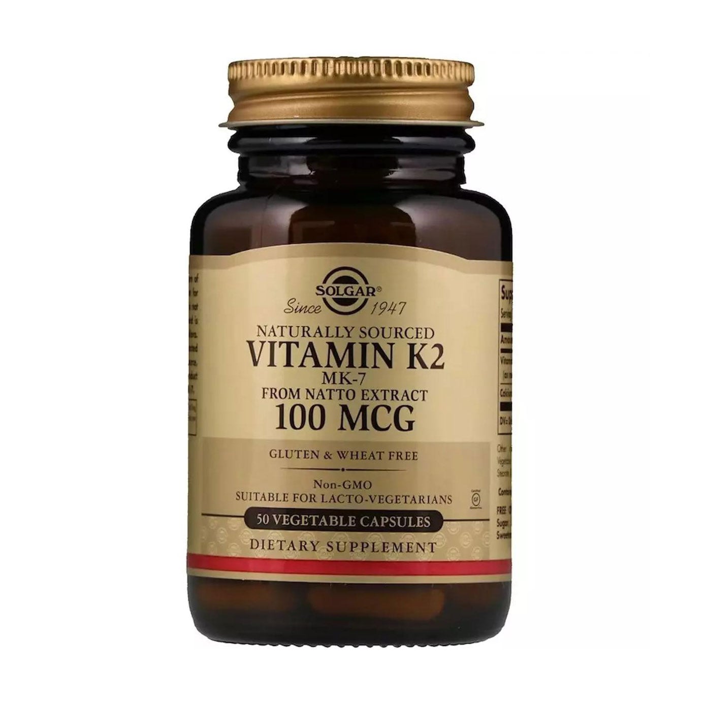 Вітамін K2 Solgar Natural Vitamin K2, 100 мкг, 50 вегетаріанських капсул